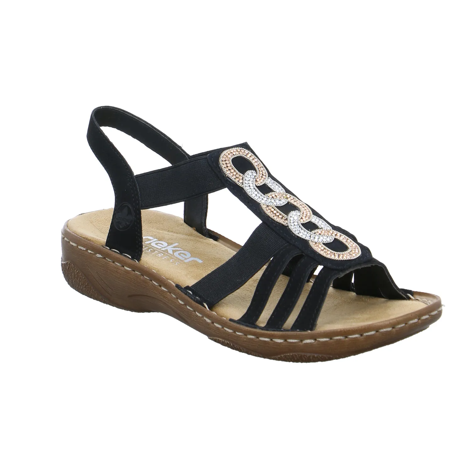 RIEKER Sandalette Schwarz Lederimitat