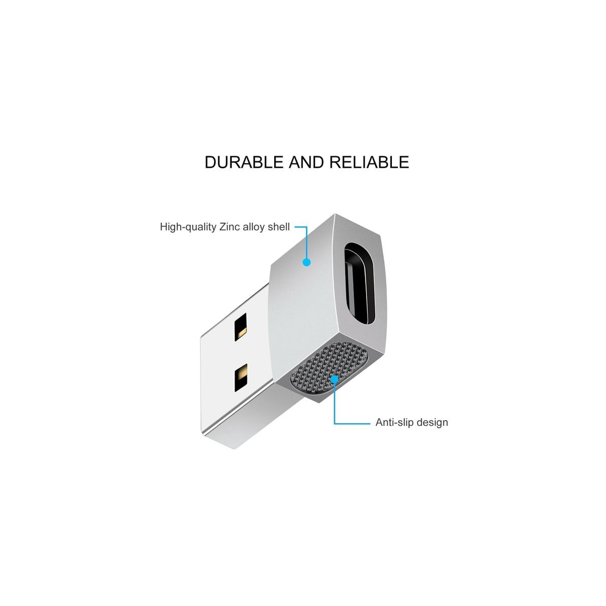 Adapter, USB-C til USB 2.0 Sort
