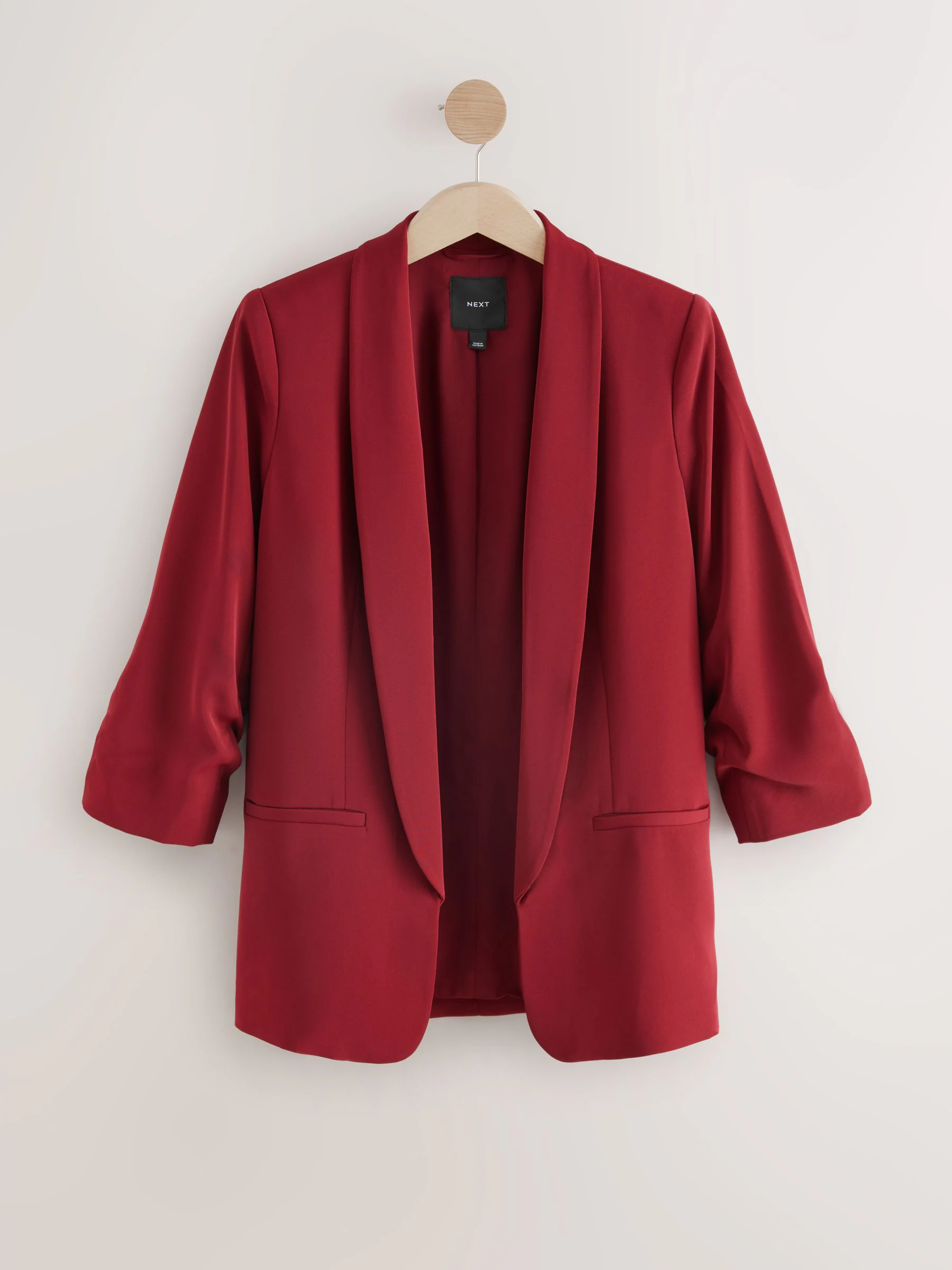 Wijnrood - Ruimvallend blazer met gerimpelde mouwen