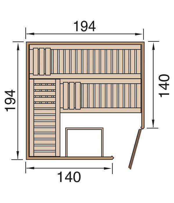 Weka Ecksauna Varberg mit Holztür, ca.