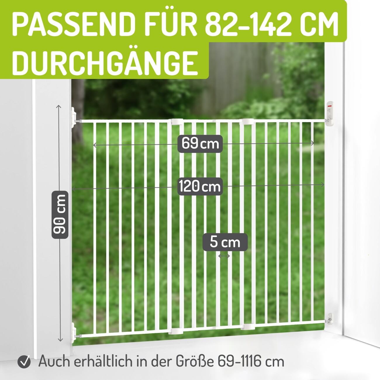 bomi Tierschutzgitter Maja 82-142 cm Weiß für Drinnen & Draußen