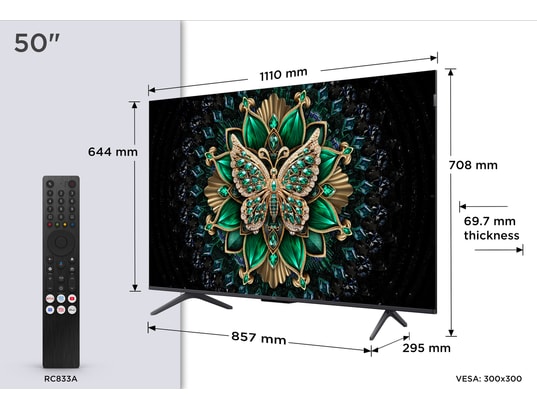 TCL - TV Mini LED 4K 126 cm 50C61K 4K QD-Mini LED avec Google TV 2025