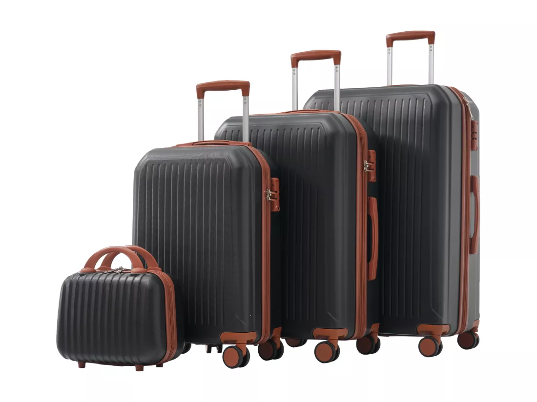 Bagage à main de 4 pièces 14&20&24&28 pouces– bagage à coque rigide - Avec poignées télescopiques en métal - noir