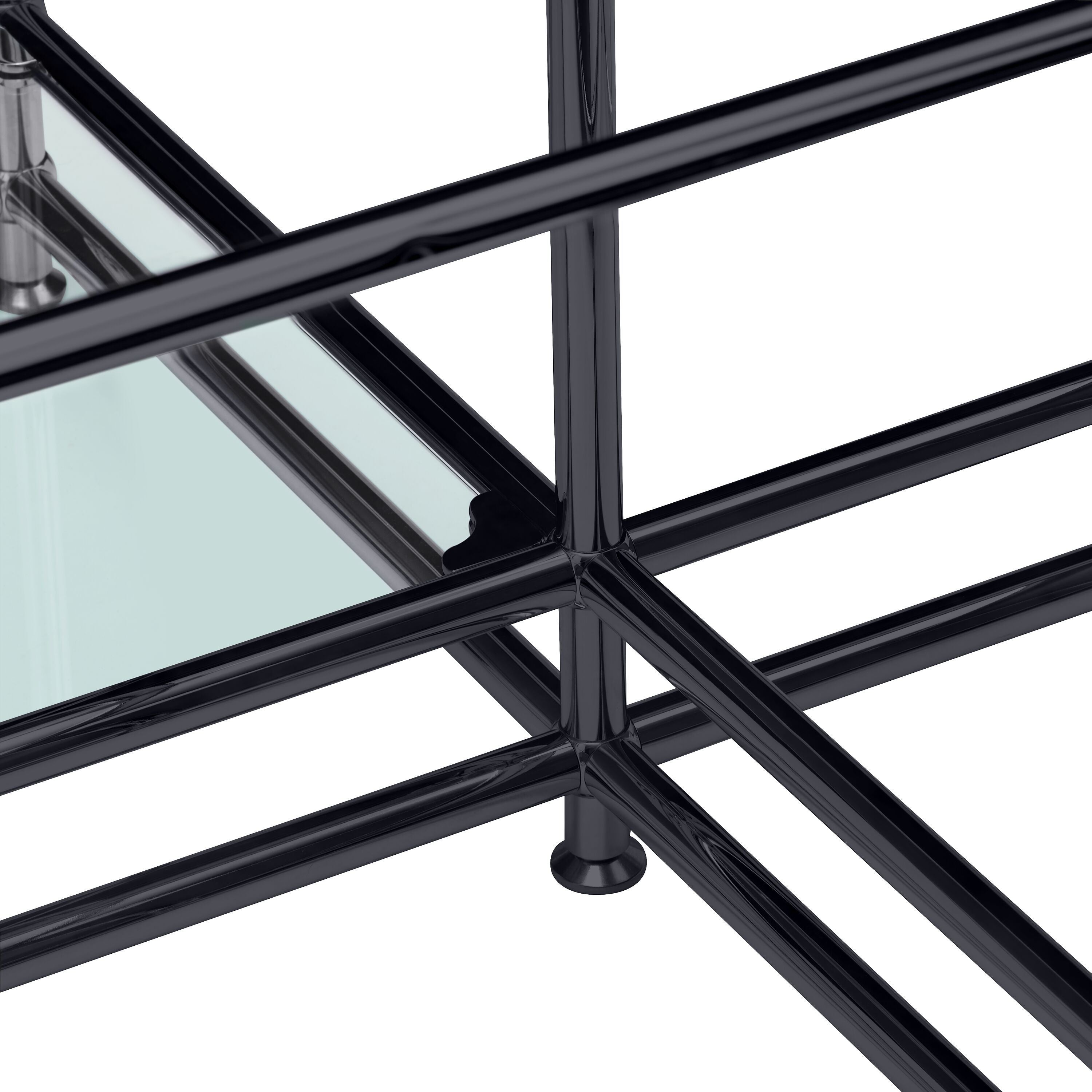 FLEXCUBE_Salontisch_Glas_schwarz/schwarz - Schwarz / B: 152.5 cm x T: 115.0 cm x H: 49.0 cm