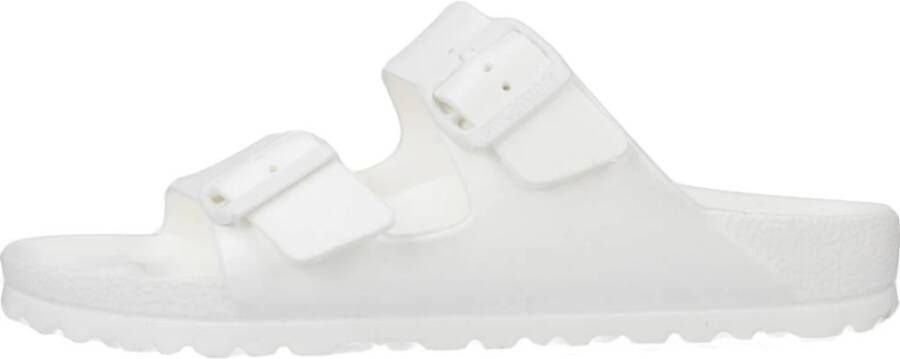 Birkenstock Witte Rubberen Slipper Dubbele Gespsluiting White