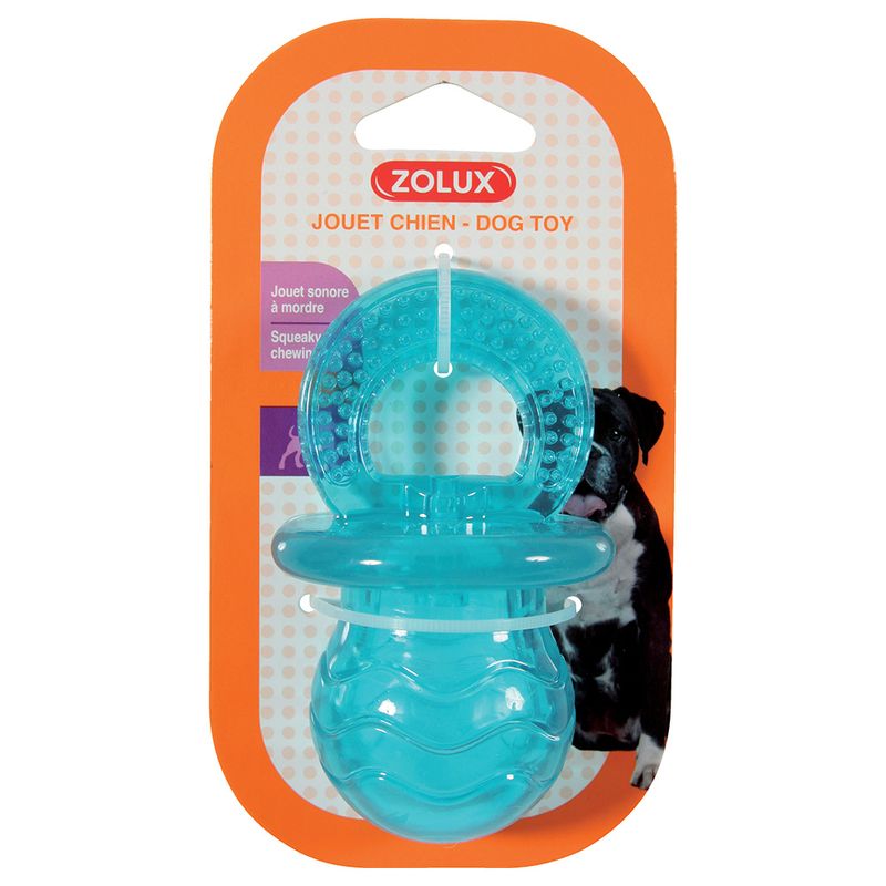 Jouet Zolux Tétine pop, bleu pour chien
