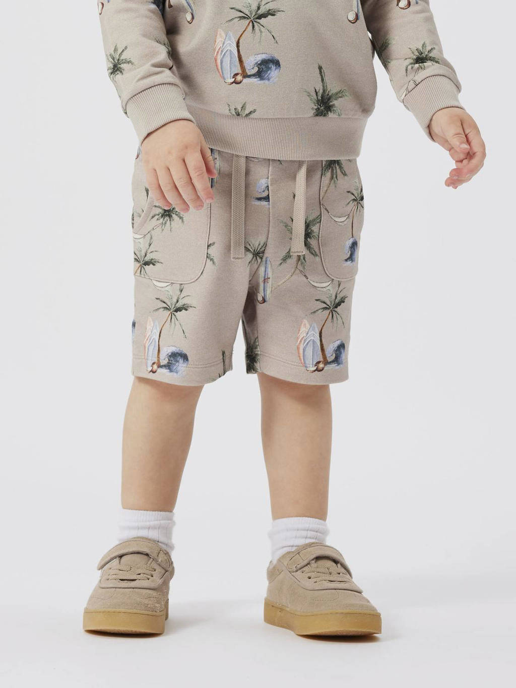 NAME IT sweatshort NMMHERMOD met all over print beige/blauw/wit