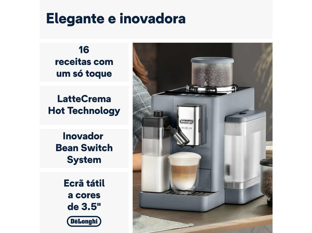 MÁQUINA DE CAFÉ AUTOMÁTICA DELONGHI RIVELIA LATTE CREMA EXAM440.55.G
