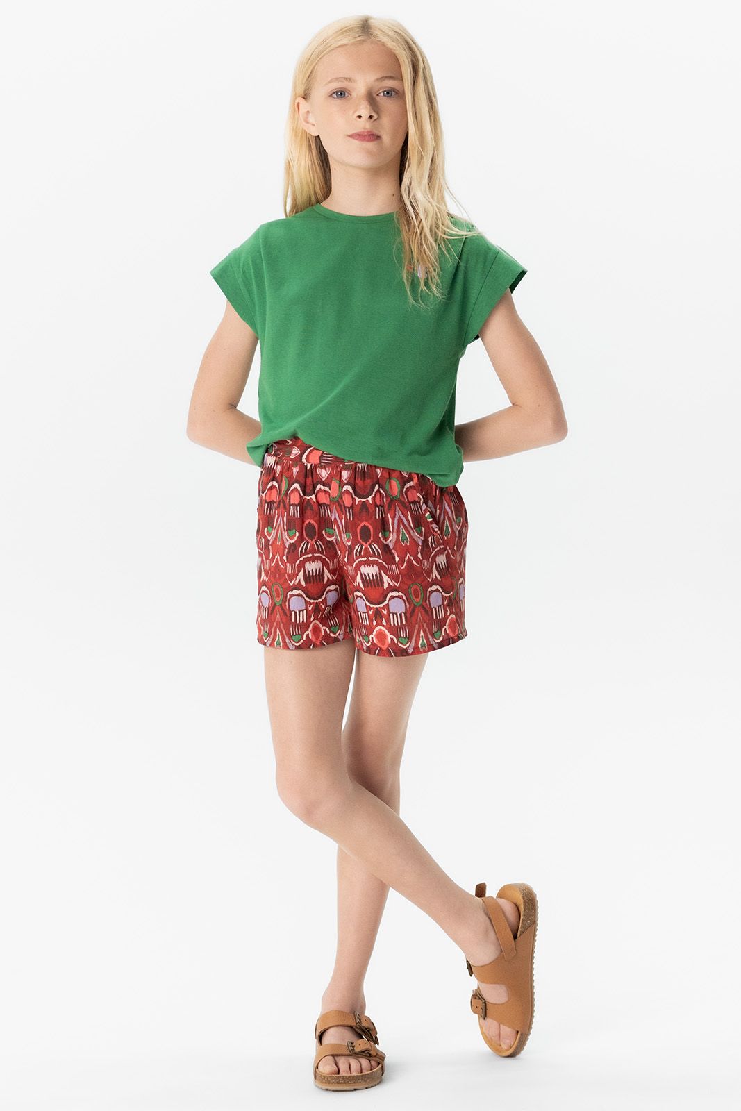 Groen T-shirt met geplooide details