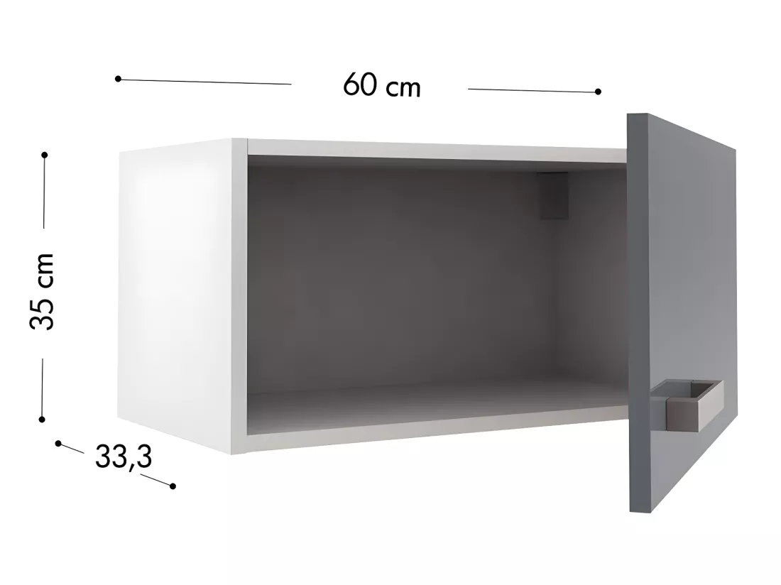 Cuisine complète d'angle réversible - Avec plan de travail 208 x 268 cm - Gris brillant et blanc - TRATTORIA