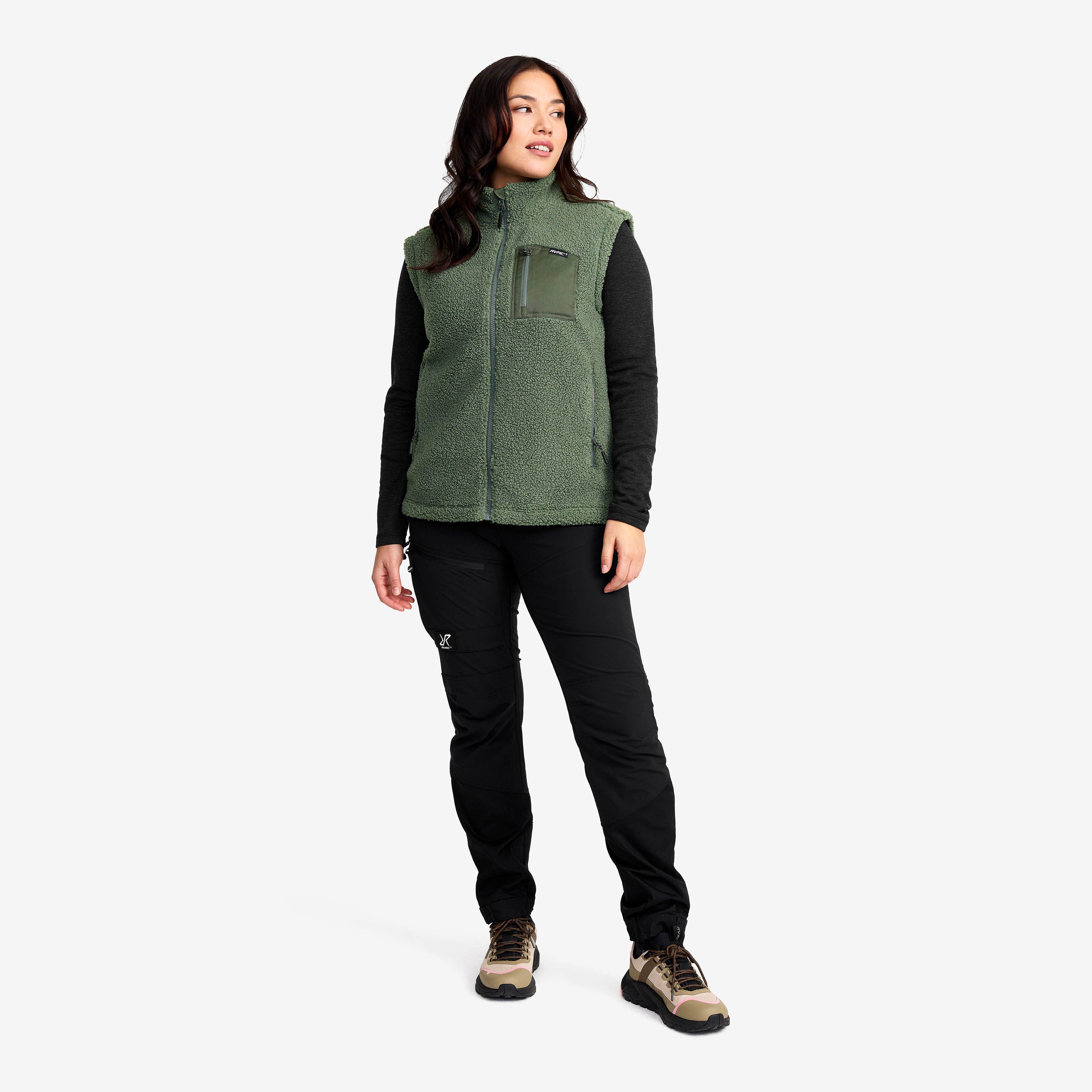 Bigfoot Pile Vest Dame Dusty Green