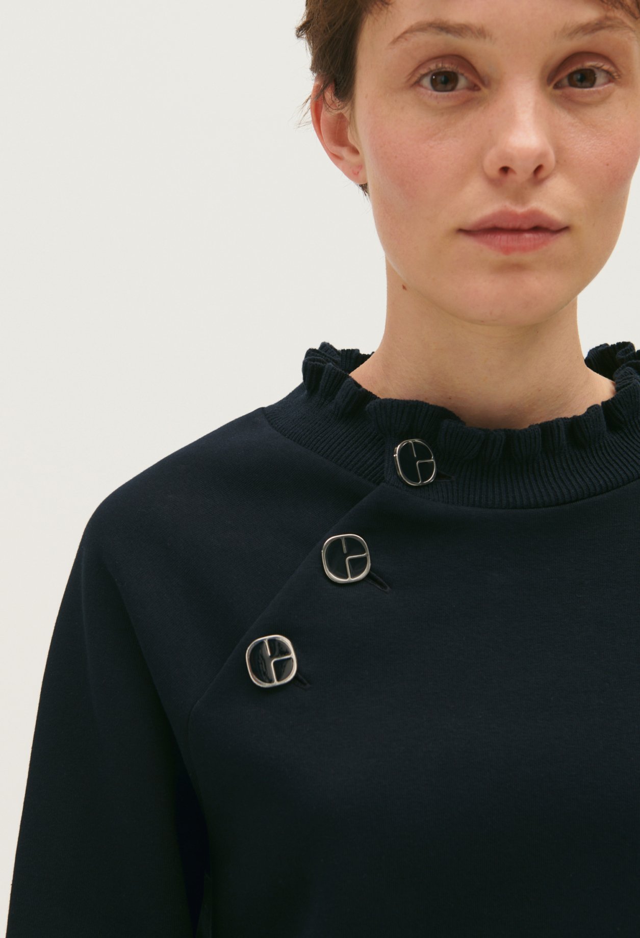 Sweatshirt col boutons marine