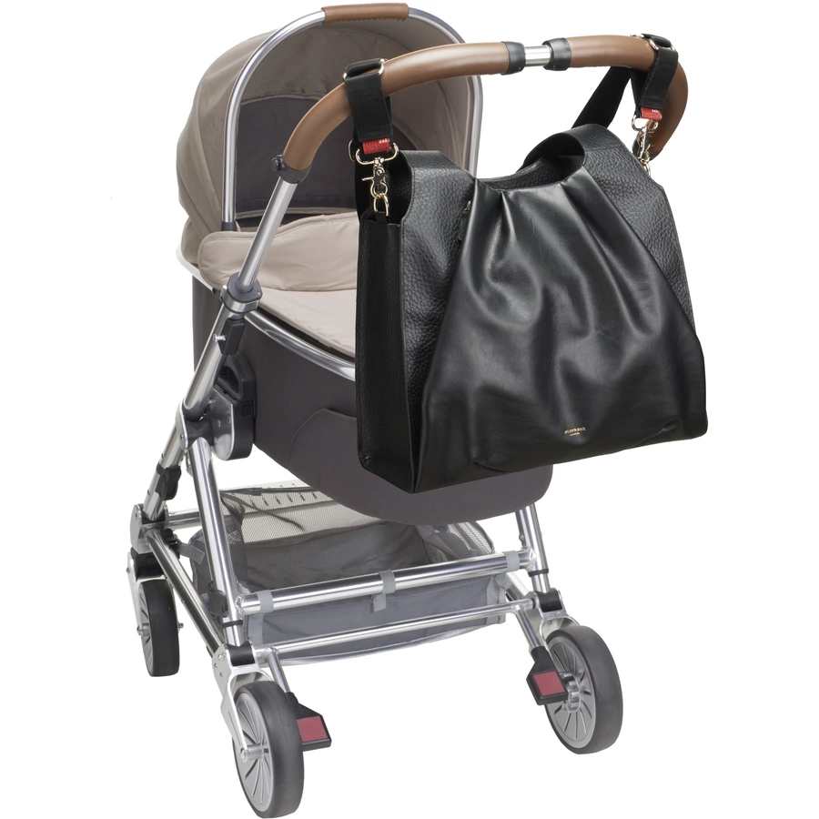 storksak Wickeltasche Kaia Leather Black