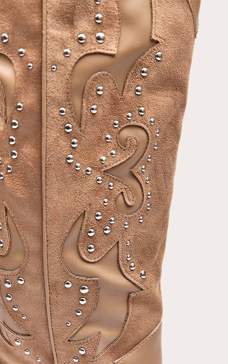 Camel Bottes Western Montantes À Talon Bloc
