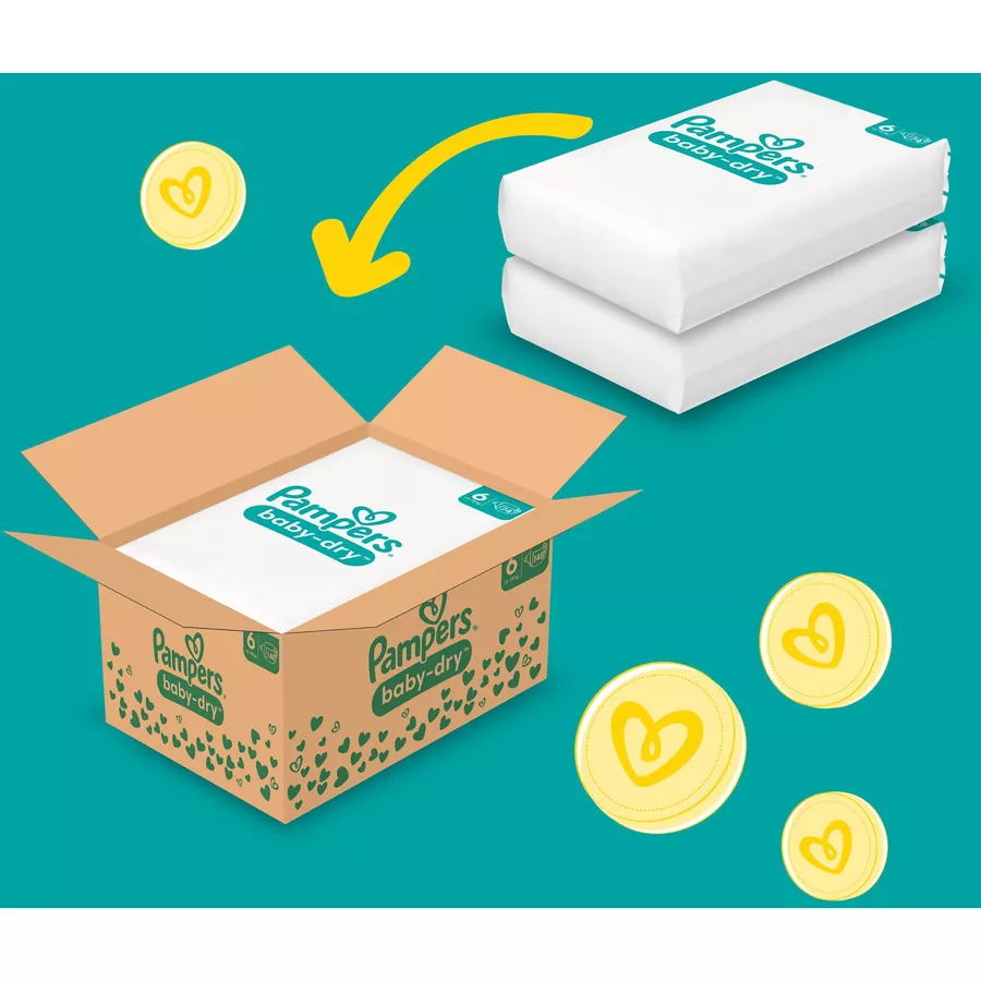 Pampers Baby-Dry Windeln, Gr. 6, 13-18 kg, Monatsbox (1 x 148 Windeln)