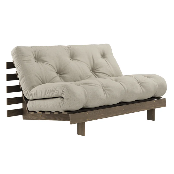 Karup Design - Roots Schlafsofa, 140 x 200 cm, Kiefer carobbraun / linen (914)