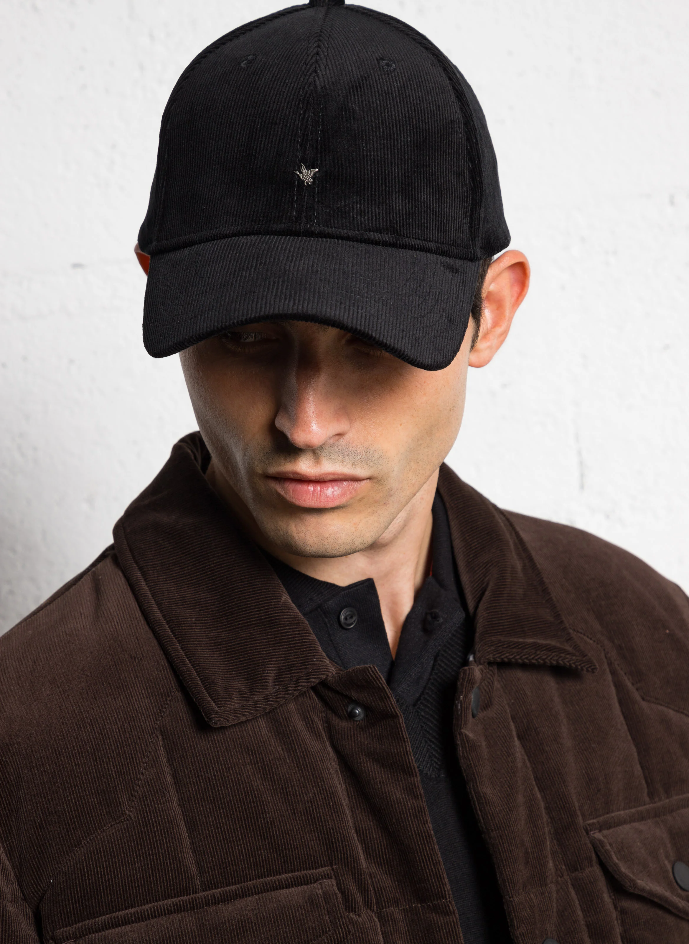 Casquette velours côtelé en coton mélangé | Noir