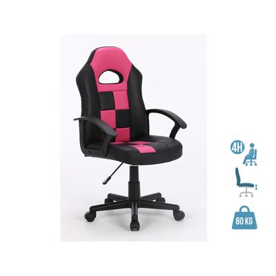 Fauteuil gamer FORMULE 1 - accoudoirs fixes - noir et rose