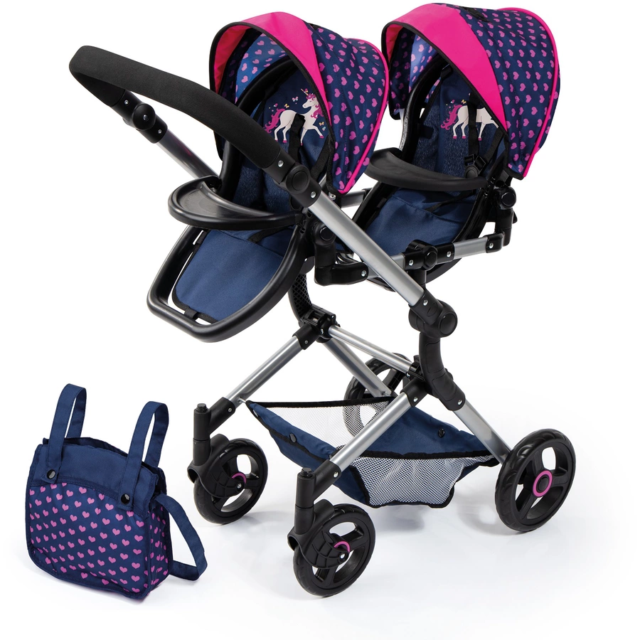 bayer Design Zwillings-Puppenwagen Twin Neo mit Einhorn
