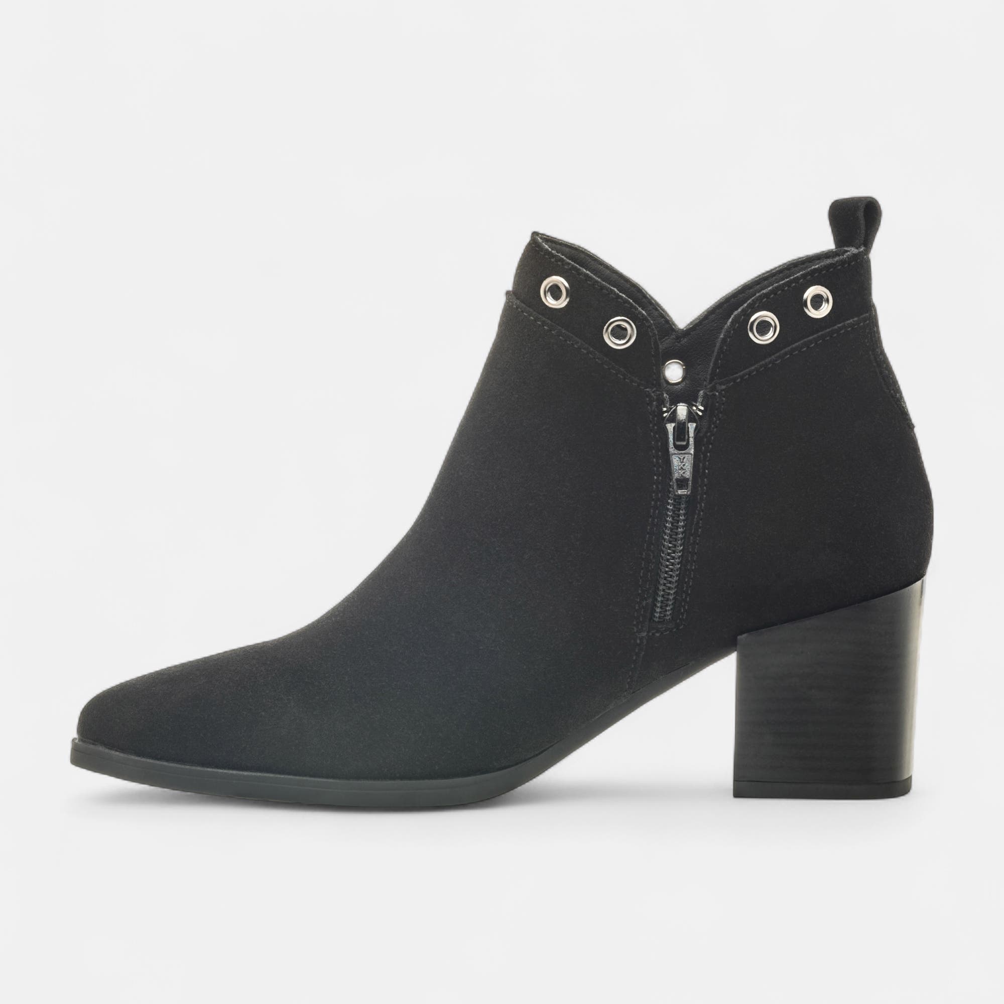Boots à talon Femme en cuir noir