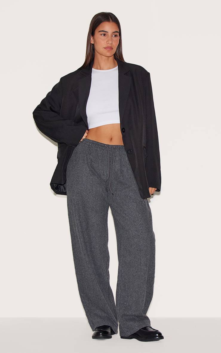 Charbon Pantalon Droit À Taille Basse Texturé Avec Cordon De Serrage