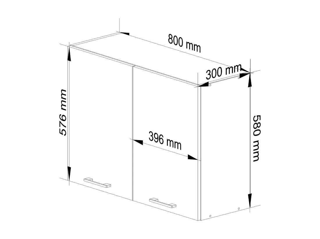 Armoires de cuisine haute AKORD W80 OLIWIA Blanc 80 cm 2 portes façade Blanche 2 étagères 80x30x58 cm