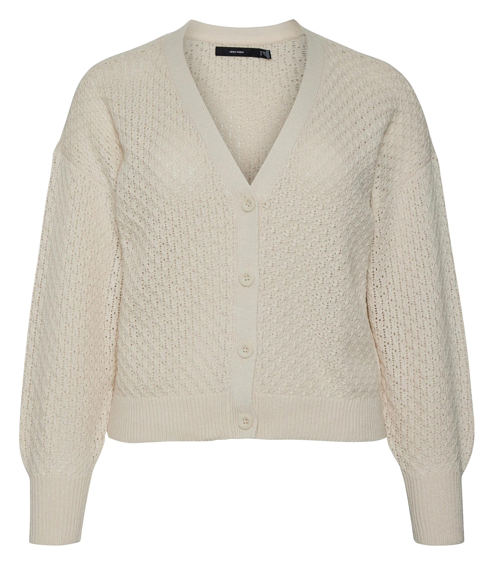 Cardigan en maille de coton bio mélangé| Beige