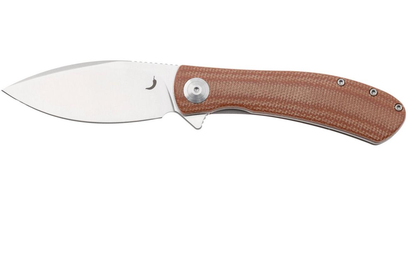 Trollsky Knives Mandu Evo MTE007 Satin 14C28N, Brown Micarta, zakmes, Michael Trollsky design