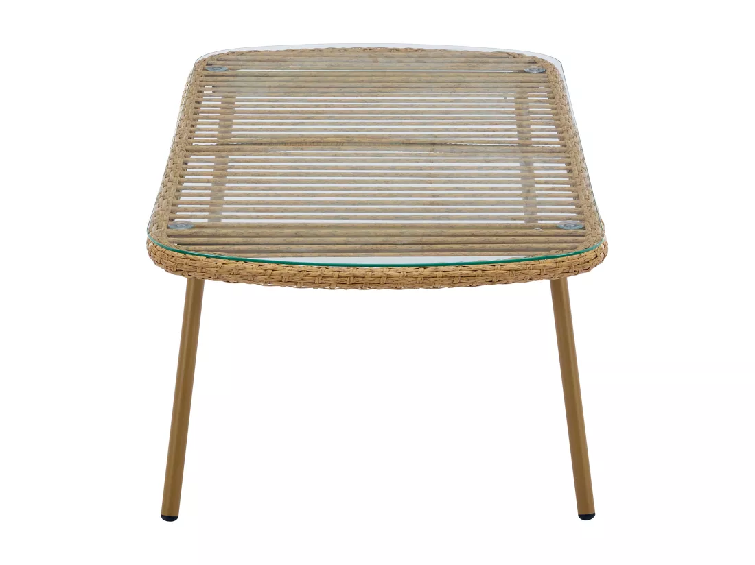 Table basse de jardin en résine tressée - Naturel clair - LOUSINI de MYLIA