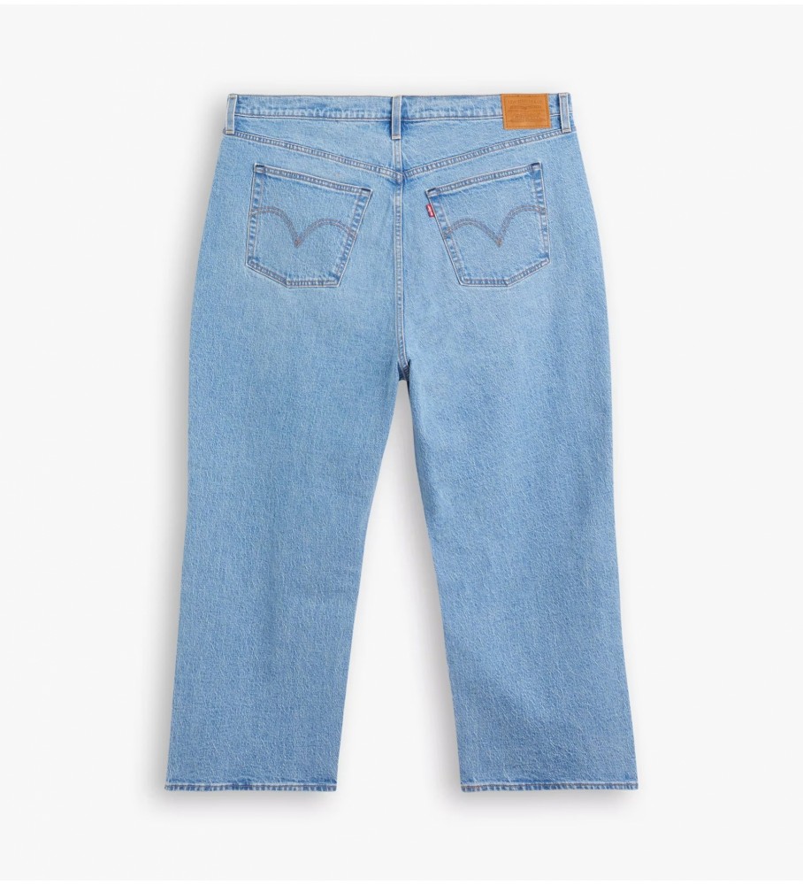 Calça jeans reta Levi's Ribcage Blue na altura do tornozelo
