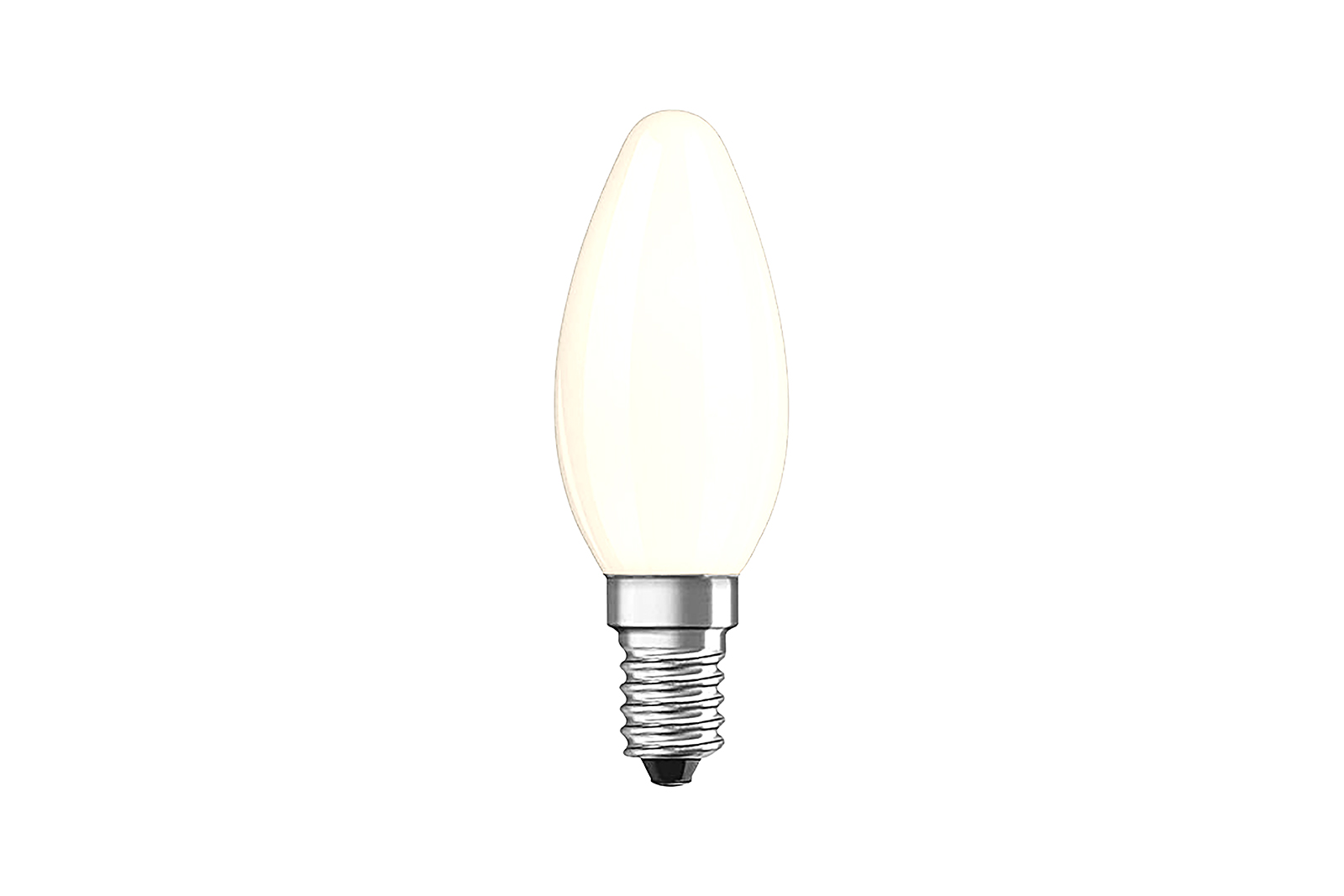 Mignon LED-lyspære E14 Matt hvit glass med E14-sokkel og varmhvitt lys. Dimbar. 320lm.
