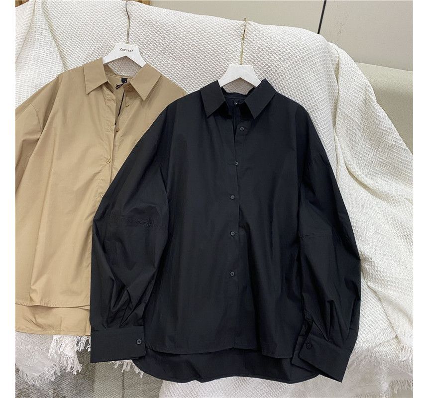 Onipixiy - Oversized overhemd met lange mouwen en kraag