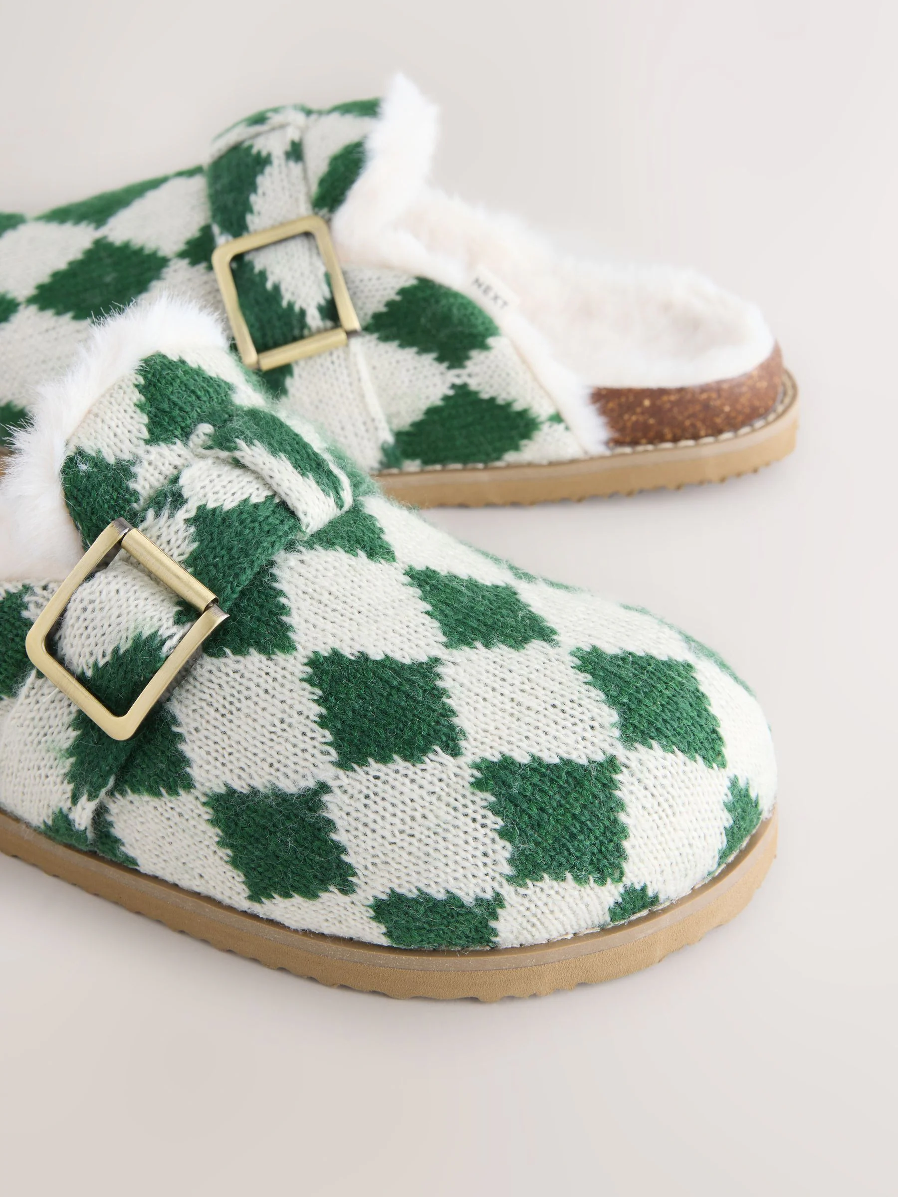 Groen argyle - Footbed Buckle Slippers