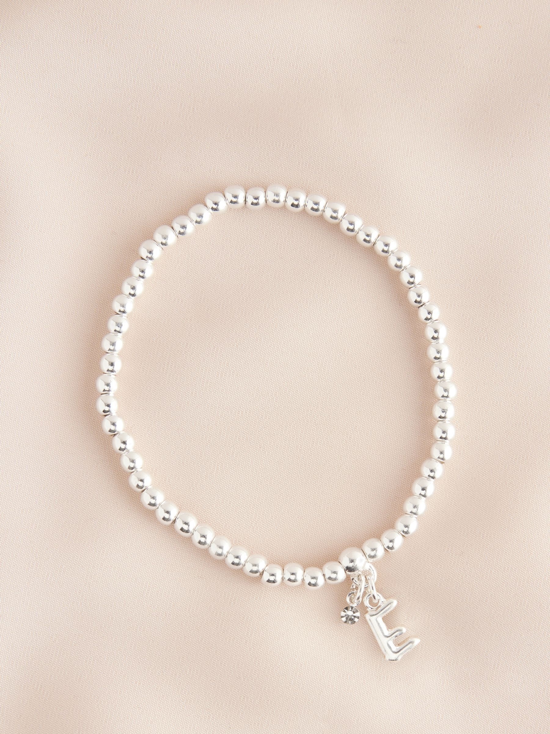 Zilverkleurig - Letterarmband met stretch