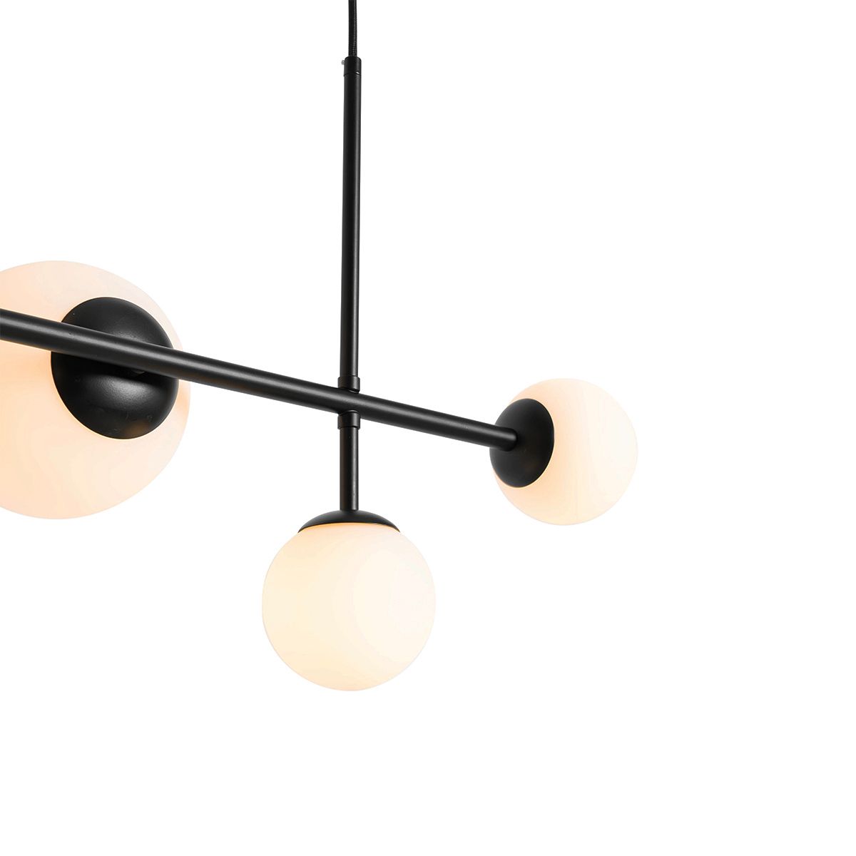 Moderne hanglamp zwart met mat glas 6-lichts - Monaco