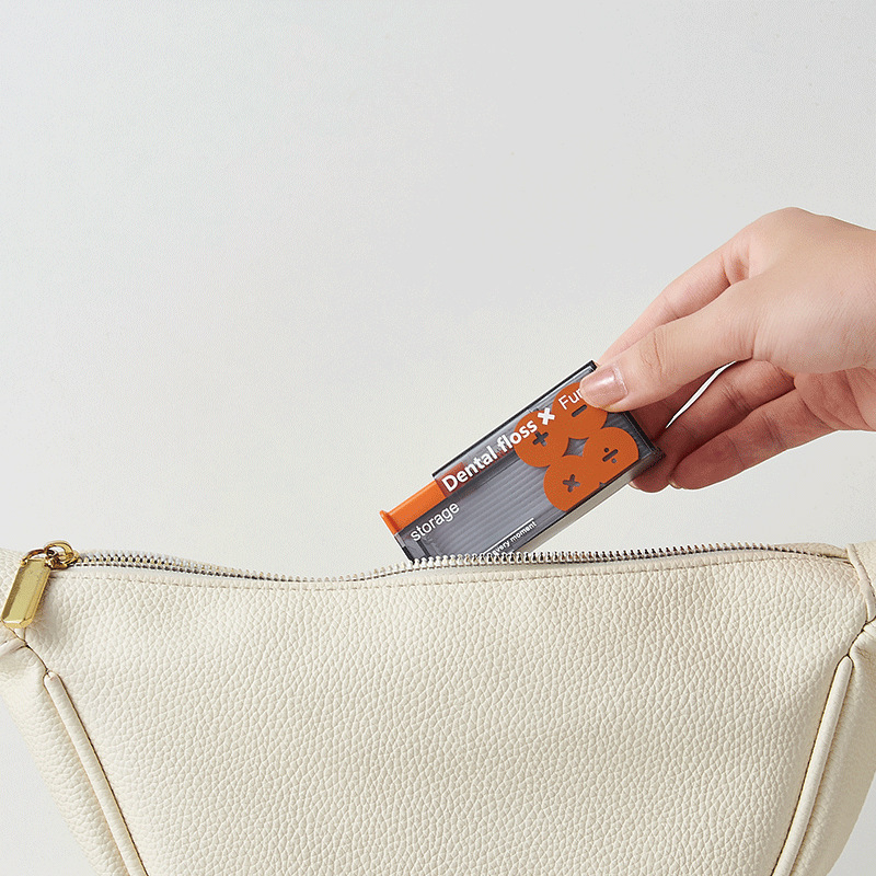 (85x36mm) Zahnseiden Spender Reise Aufbewahrungs Box Zahnpflege Sticks Organizer - Grau / Orange