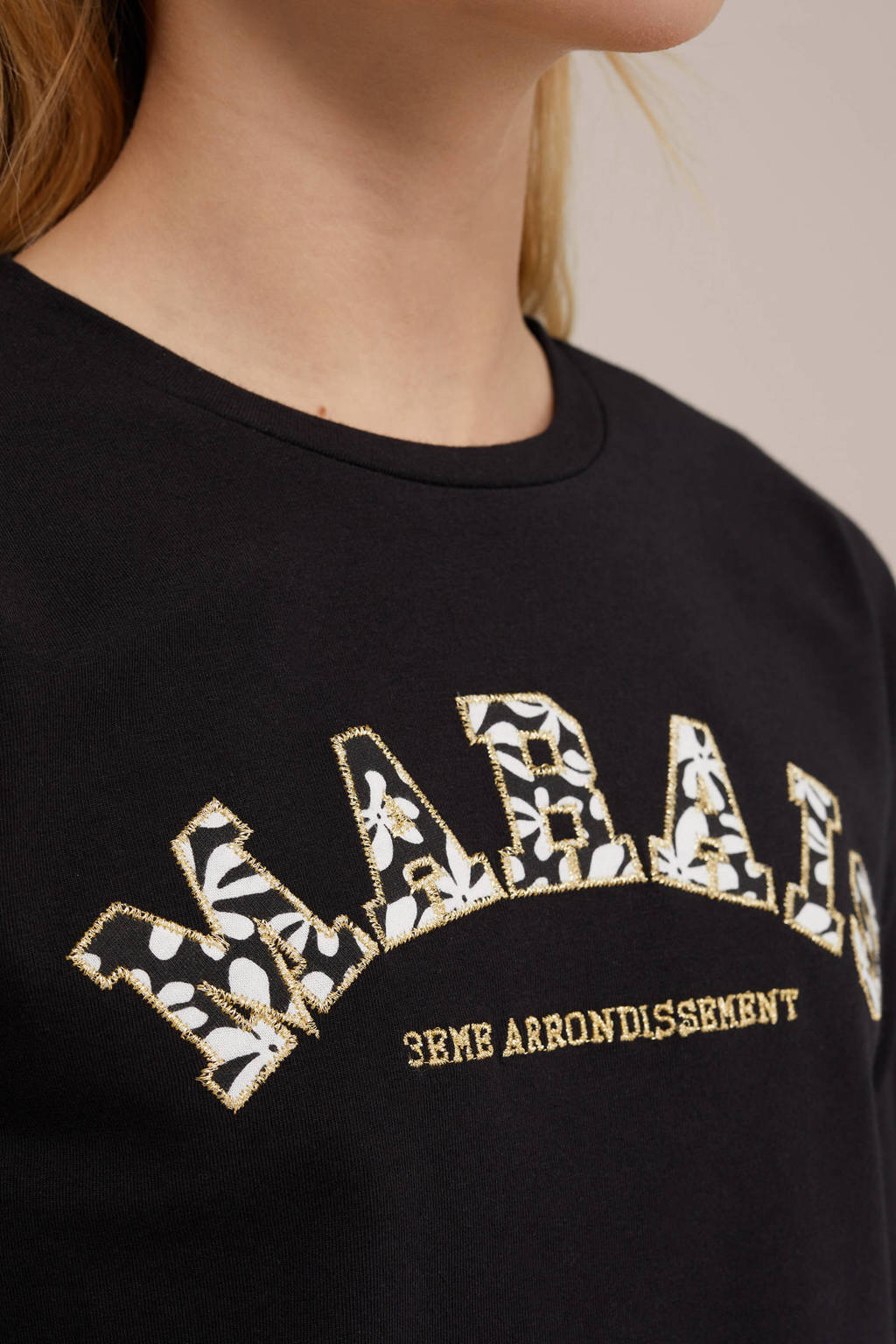 WE Fashion longsleeve met printopdruk zwart
