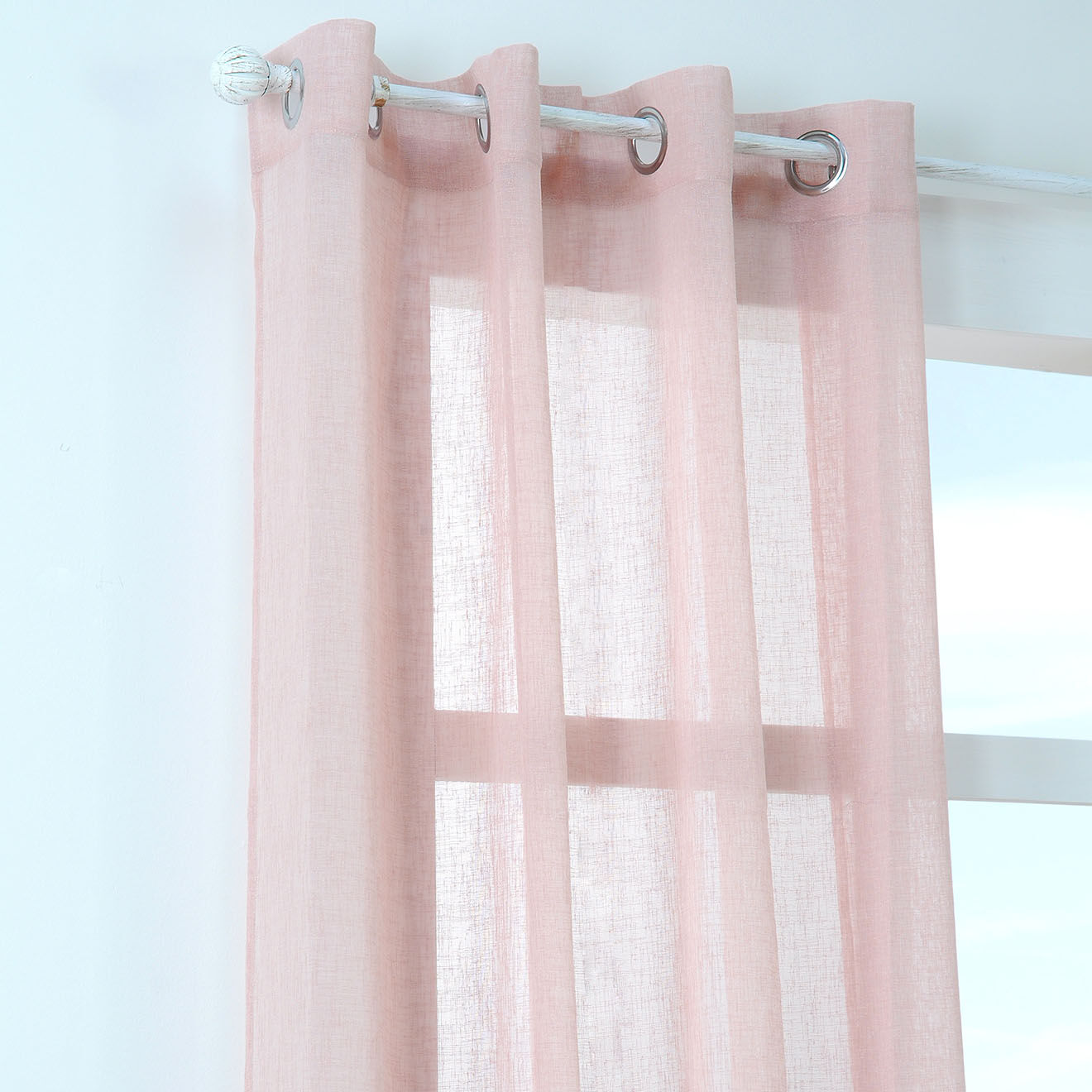 Stof Rideau voile Paloma rose - 140x260 cm