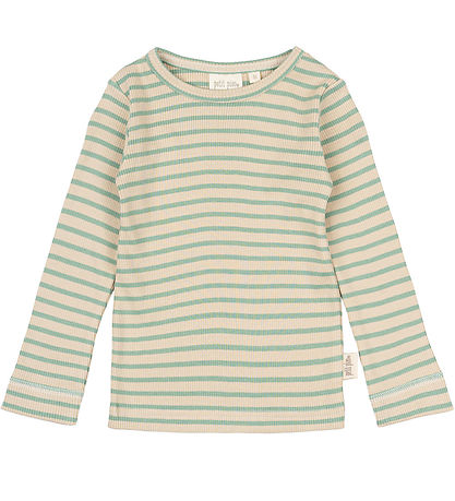 Petit Piao Bluse - Rib - Modal - Granit Green/Dark Off White
