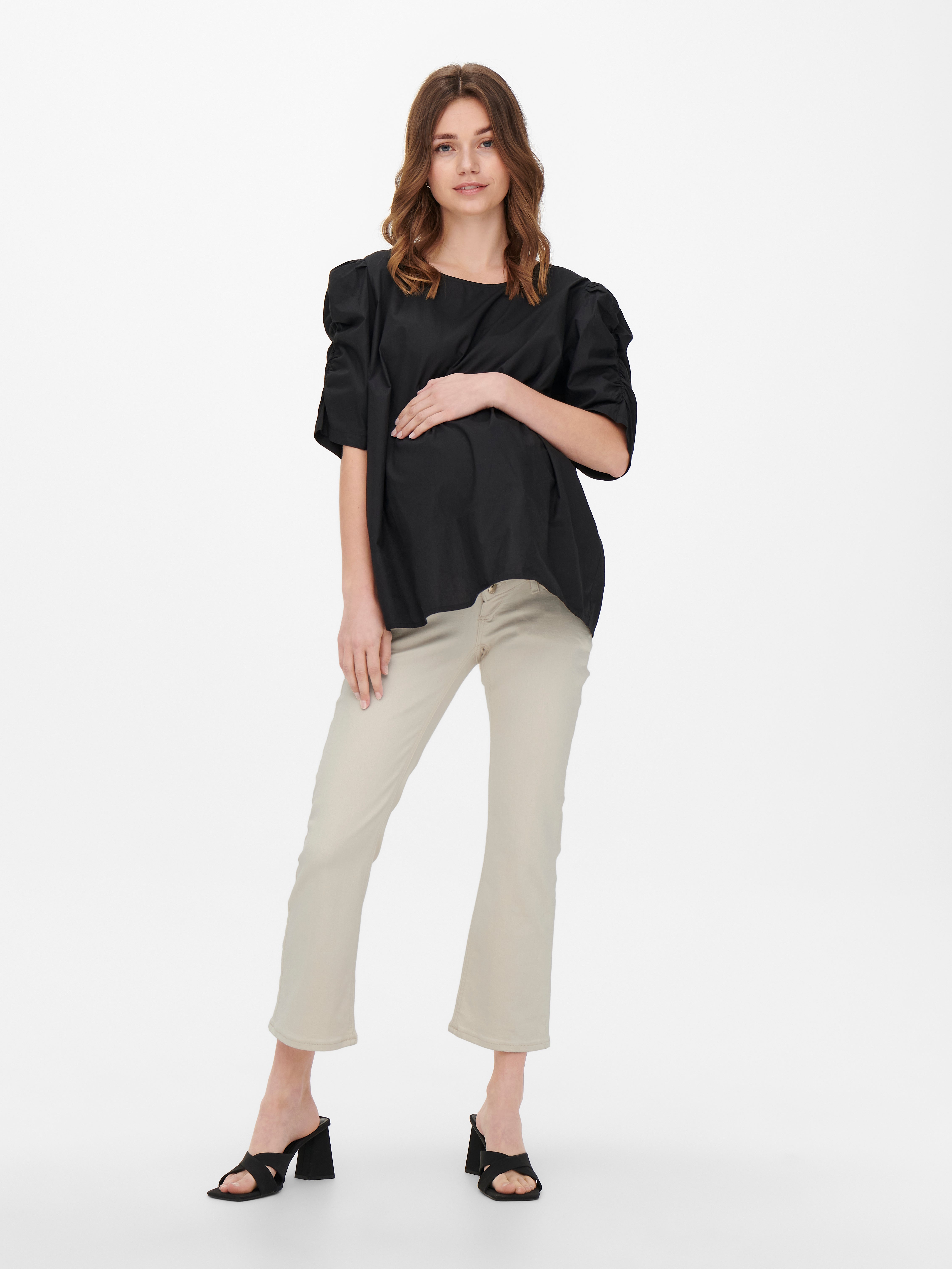 OLMKENYA Mittlere Taille Ausgestellt Jeans Ecru