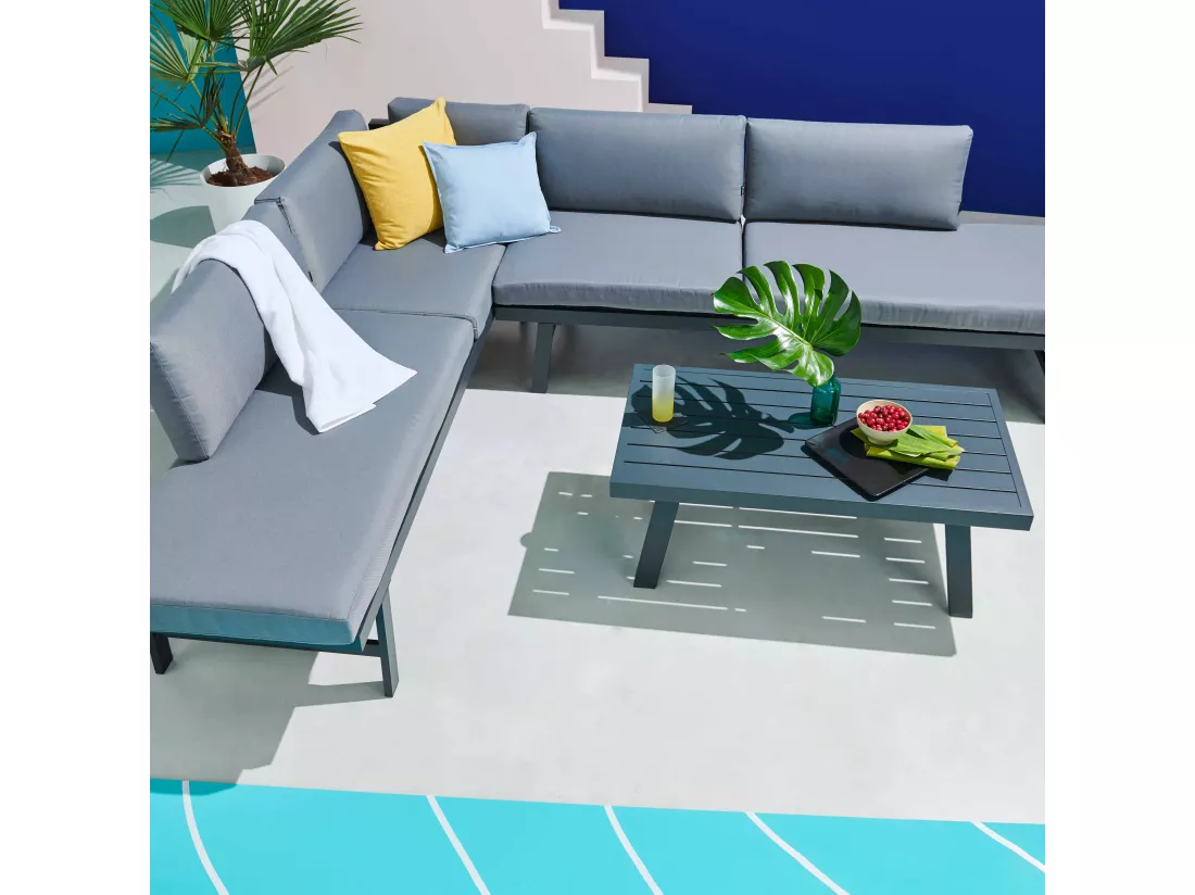 Salon de jardin modulable 8 places en aluminium