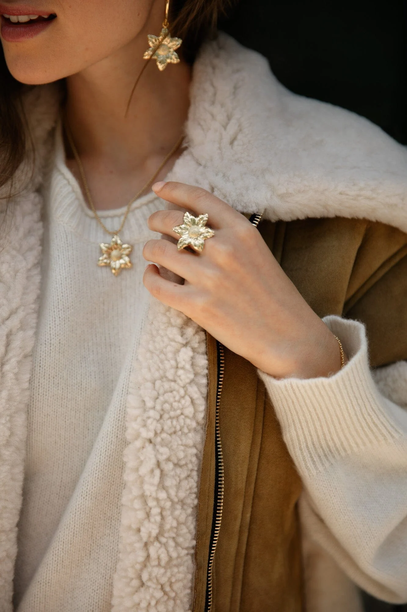 HESPÉRIS - Maxi bague fleur doré à l'or fin | Argent