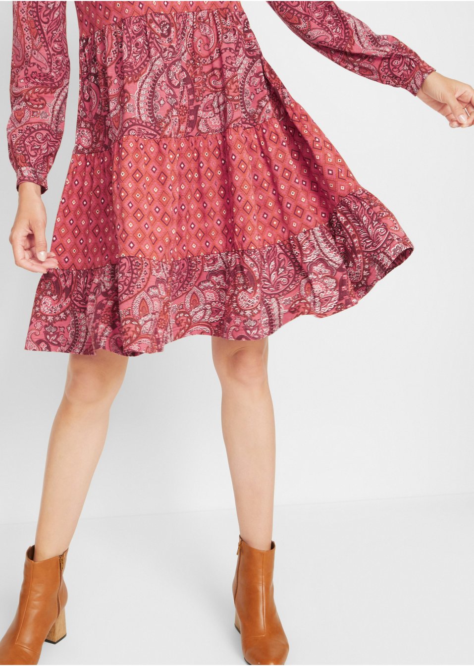 Robe courte en jersey en mélange coton viscose, trapèze