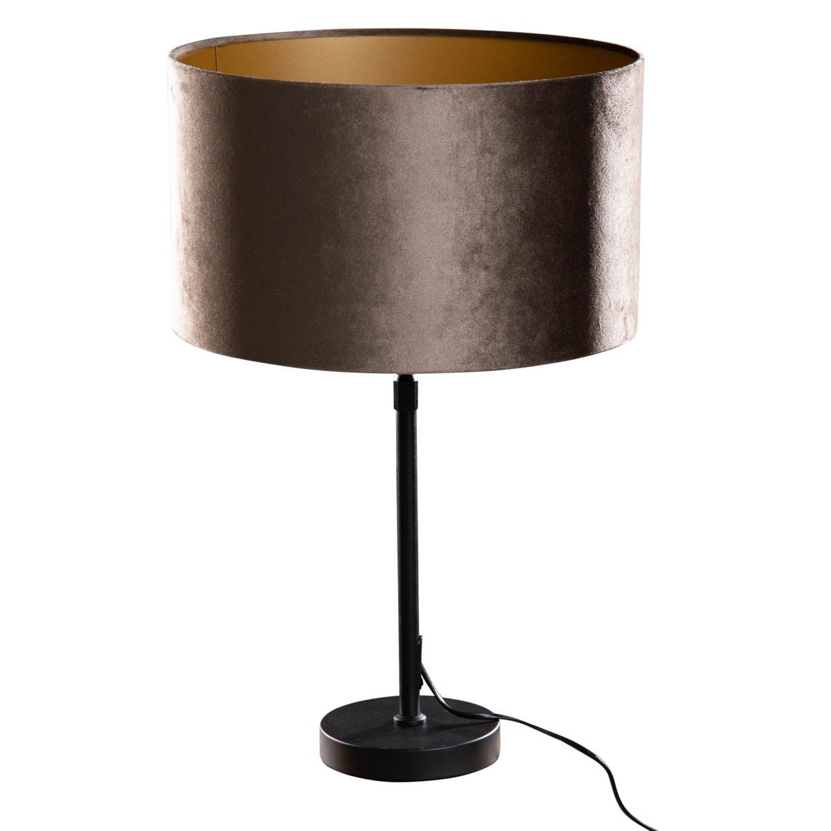 Tafellamp zwart met velours kap groen 35cm - Parte