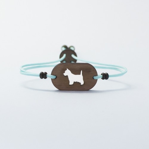 Pulseira de madeira Westy personalizável em azul claro