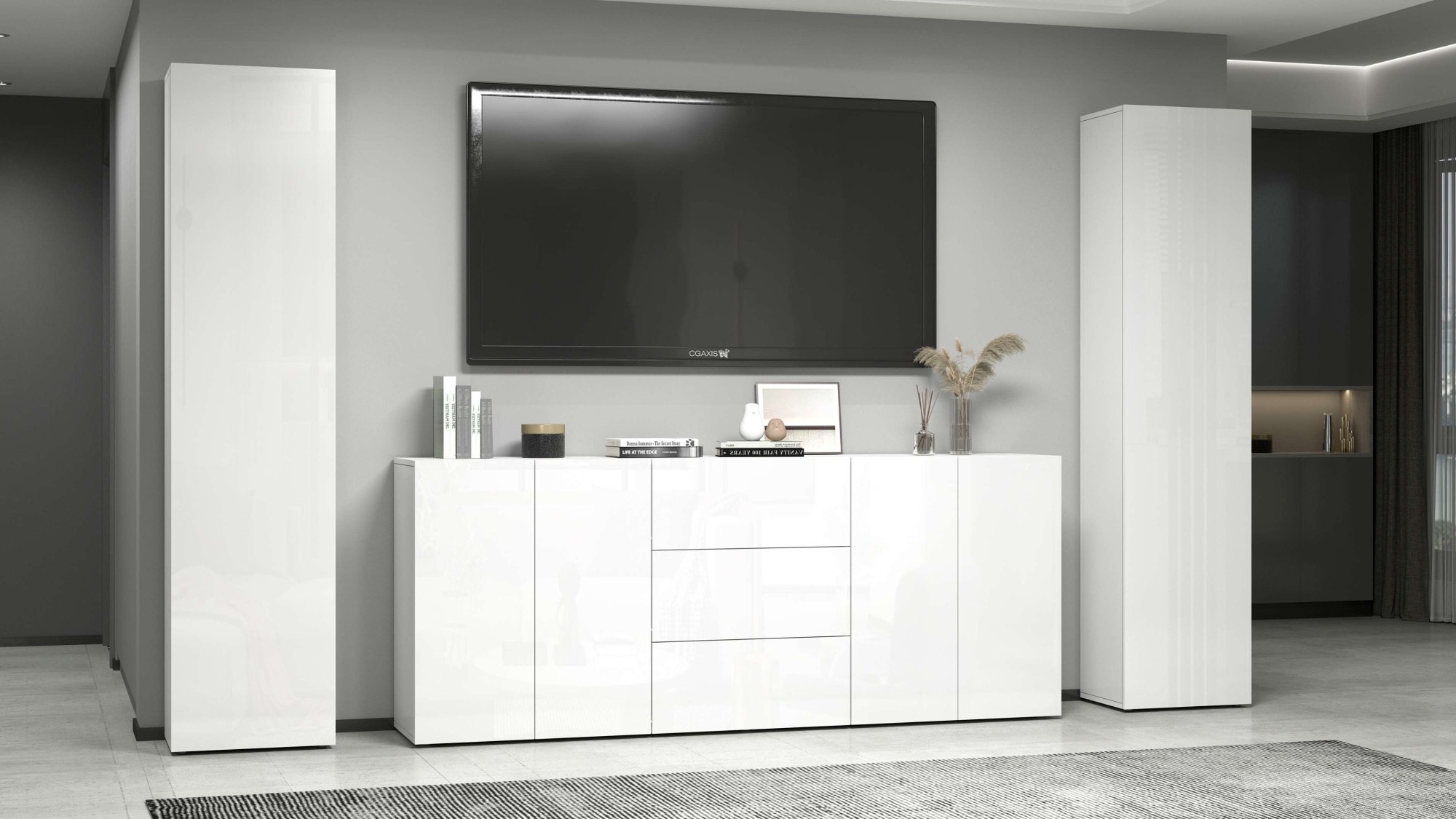 INOSIGN Sideboard »Egypt, Kommode, Schrank, Kredenz,  grifflos« 4 Türen, 3 Schubkästen mit Push-To-Open Funktion, Hochglanz Breite 200
