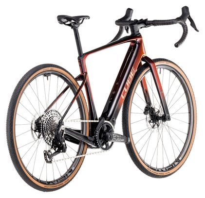 Vélo de Gravel Électrique Cube Nuroad Hybrid C:62 SLT 400X Sram Force eTap AXS/Sram XX SL Eagle AXS 12V 400 Wh 700 mm Violet Orange Solareclipse 2025