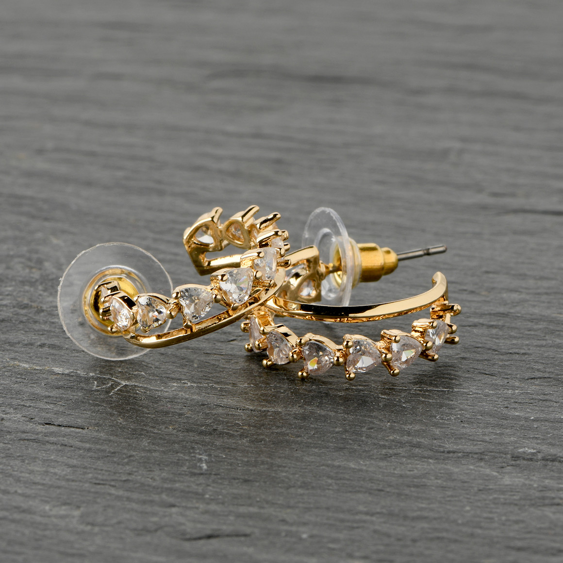 Gina Damen Creolen mit Ziersteinchen gold