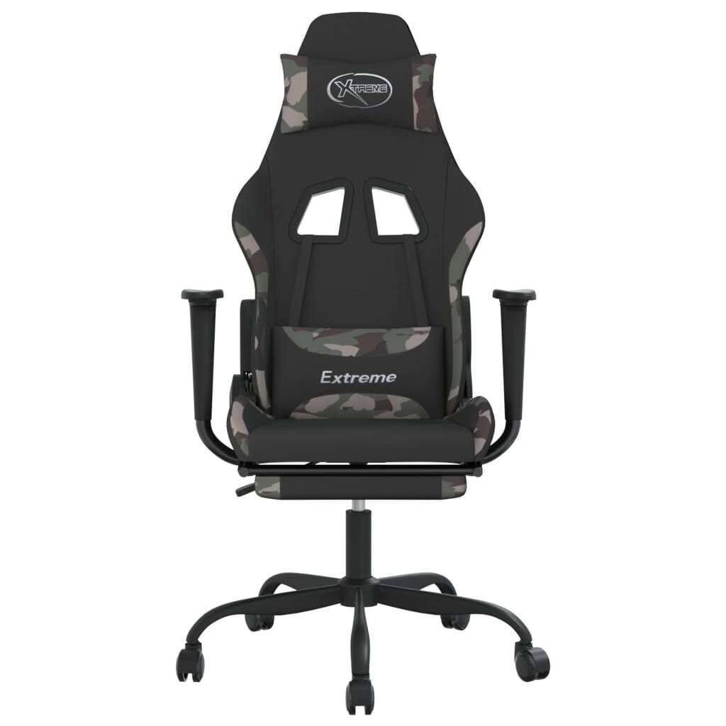 Vidaxl Massage Gaming Chair with Footrest Black and Camouflage Fabric