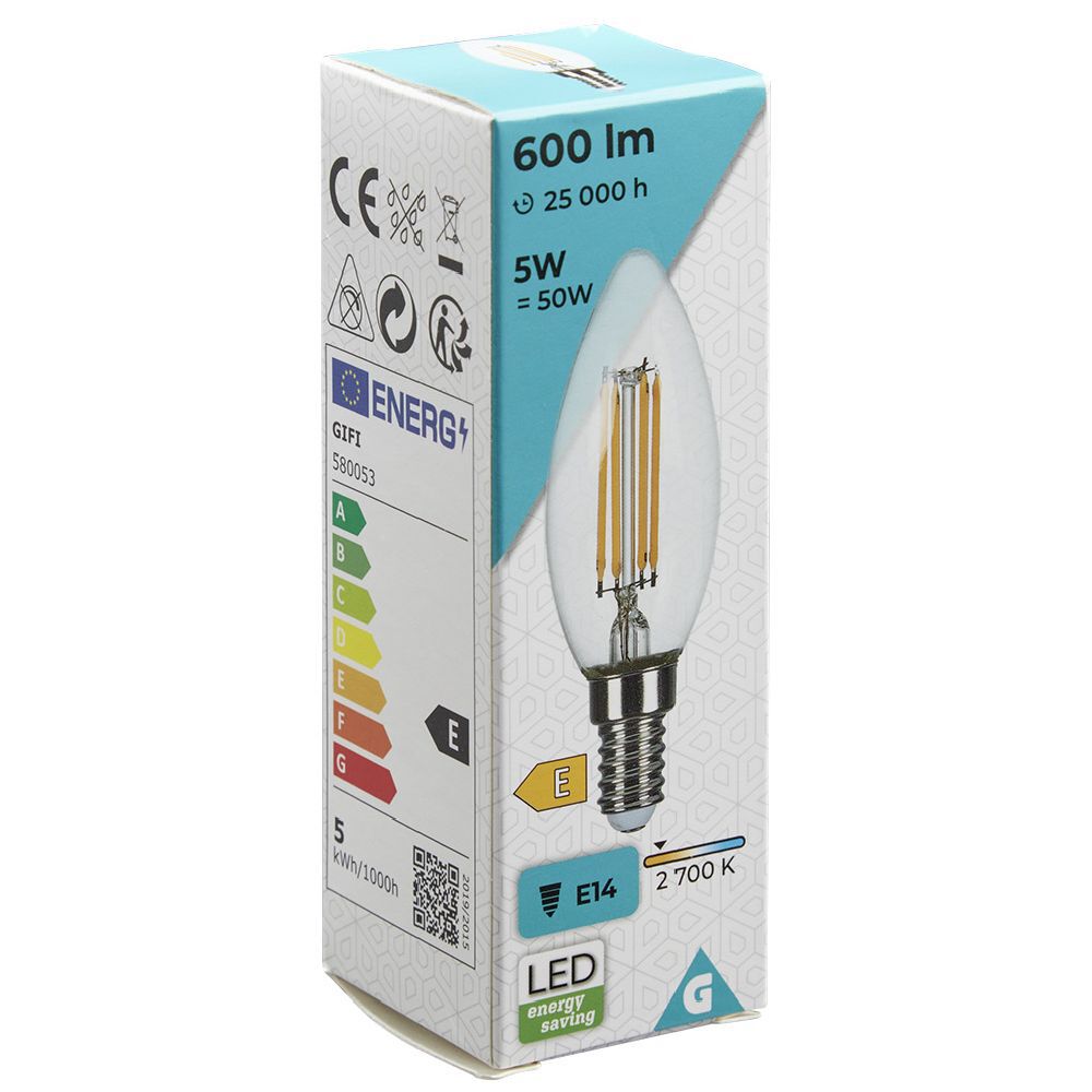 Ampoule LED à filament C35 E14 blanc